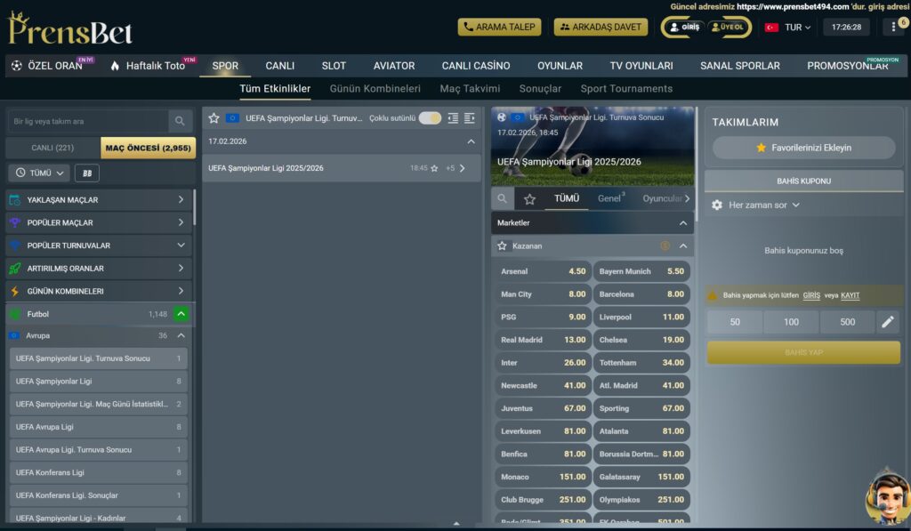 prensbet bahis seçenekleri